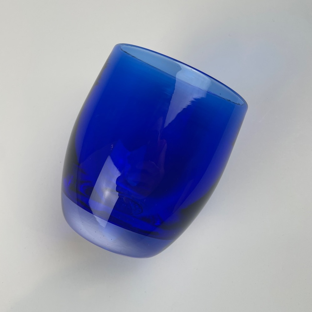 GLASSYBABY Egrari Beauty Royal Deep Translucent Blue Votive Candle Holder RARE - Picture 12 of 14
